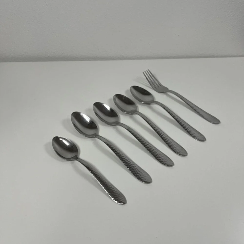 CORELLE COORDINATES  Lot of 6 Pieces HAMMERED 18/0 Stainless Flatware‎ MCM